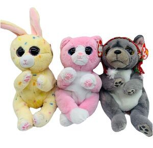 Ty Beanie Baby Bellies 6” NORDIC the Christmas Dog Lillibelle Cat & Cream Bunny